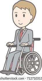 Illustration that a businessman wearing a suit is on a wheelchair