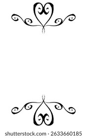 Uma ilustração que pode ser usada como um quadro ou plano de fundo com bordas decorativas organizadas acima e abaixo. A cor é o preto.