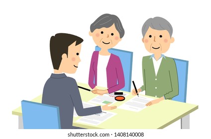 It is an illustration that an elderly couple has contracted.