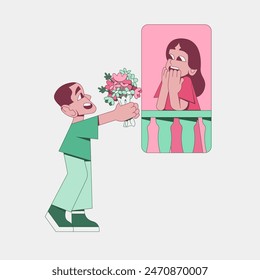 
an illustration that expresses an event or moment in a relationship that is hampered by distance, which we often call a long distance relationship or LDR
with cute and subtle color nuances