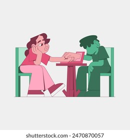 
an illustration that expresses an event or moment in a relationship that is hampered by distance, which we often call a long distance relationship or LDR
with cute and subtle color nuances