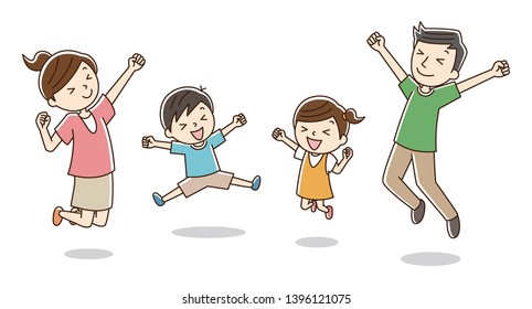 Illustration that family is jumping.