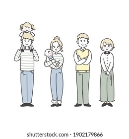 It is an illustration that the family is lined up. Vector.　