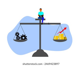 illustration that has a balance between work and results.
flat vector