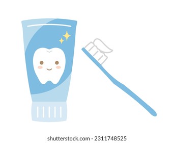 It is an illustration that imaged toothpaste and toothbrush.