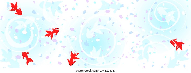 An illustration that makes you feel cool: Japanese summer with goldfish swimming