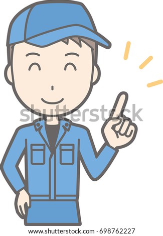 Illustration that a man wearing work clothes points with your smile with a smile