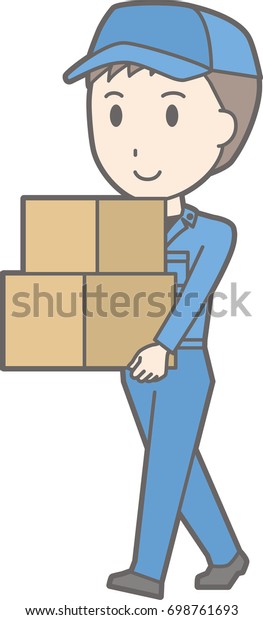 Illustration\
that a man wearing work clothes has\
luggage