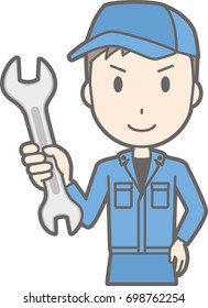 Illustration that men wearing work clothes have spanners