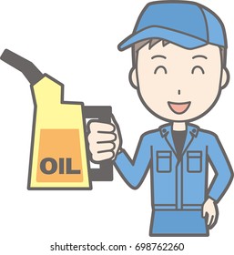 Illustration that men in work clothes have engine oil