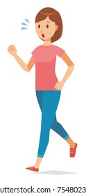 Illustration that mommy wearing short-sleeved clothes is running