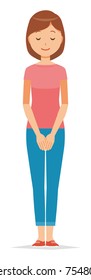 Illustration that mommy wearing short-sleeved clothes is bowing