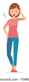 Illustration that my mom wearing short-sleeved clothes is tired