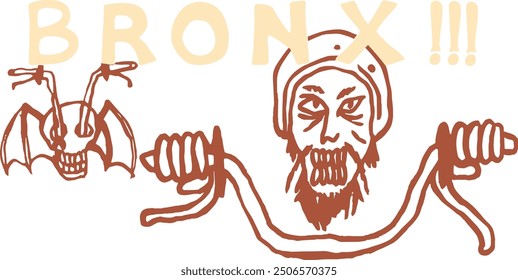 Eine Illustration, die die Bronx in einem handgezeichneten Stil darstellt. die Authentizität und Energie der Nachbarschaft. Die gesamte Ästhetik fühlt sich roh und dynamisch an, als ob sie direkt von der Straße aus skizziert würde.