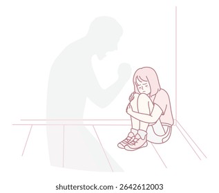 An illustration that powerfully shows a childs emotional distress, highlighting their deep fear and vulnerability