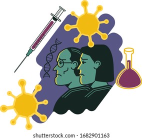 
Illustration that reflects the concern to find the vaccine against the virus.