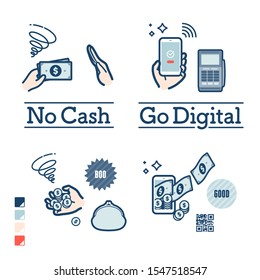 It is an illustration that refuses cash payment and promotes cashless.It's vector art so it's easy to edit.