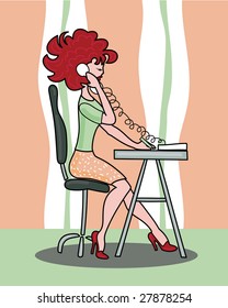 Illustration that represents a girl to work in a call center