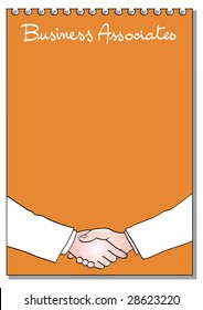 Illustration that represents a piece of the block with the inscription "Business Associates" and the design of two hands that shake