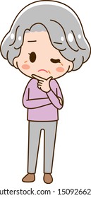 Illustration that senior woman is worried
