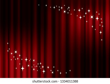 Illustration that a spotlight hits a sparkling red curtain