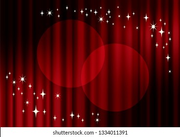 Illustration that a spotlight hits a sparkling red curtain