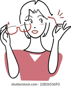 It is an illustration that the string part of the glasses has been damaged.