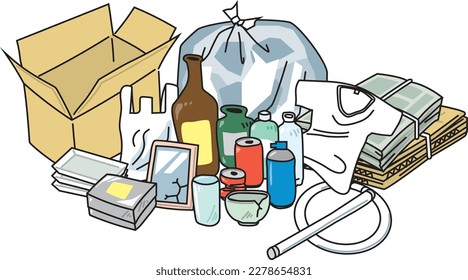Illustration that summarizes various types of garbage