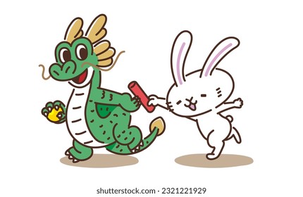 Illustration that touches from rabbit to dragon