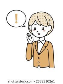 Illustration that a woman in a suit is surprised