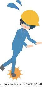 Illustration that a woman wearing work clothes is stumbling