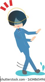 
Illustration that a woman wearing work clothes is slipping