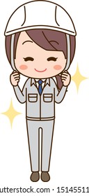 Illustration that a woman in work clothes is cheering