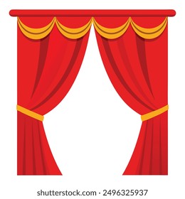 Illustration of theater stage red curtains 