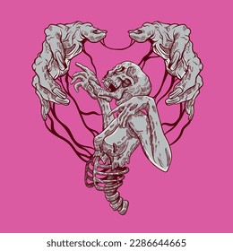 
illustration with the theme of bones forming a heart