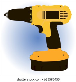 illustration theme vector image of a drill and screwdriver