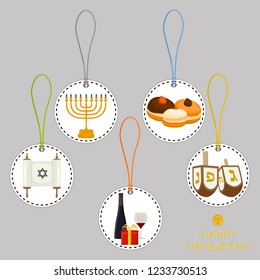 illustration for theme wooden dreidel Hanukkah, doughnut to big Israel holiday. Hanukkah pattern consisting of Israel dreidel, tasty meal doughnut. Accessory of Israel Hanukkah it doughnut and dreidel