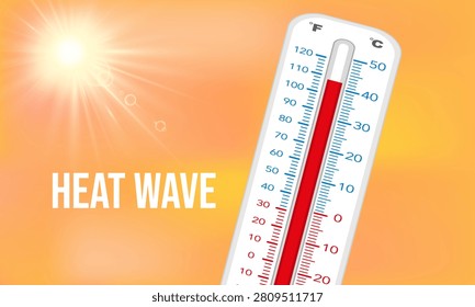 Illustration of a thermometer background showing a temperature above 40 degrees.