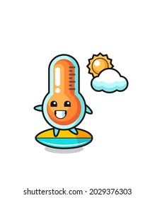 Illustration des Thermometers Cartoon Surfen am Strand