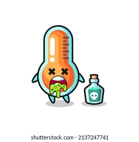 illustration of an thermometer character vomiting due to poisoning , cute style design for t shirt, sticker, logo element