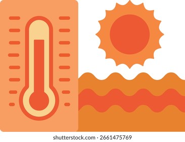 Illustration of thermometer and heat wave