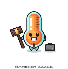 Illustration of thermometer mascot as a lawyer
