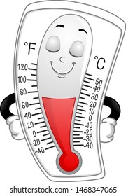 Illustration of a Thermometer Mascot Smiling