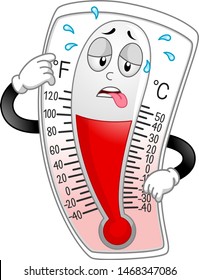 Illustration Thermometer Mascot Sweating Heat Stock Vector (Royalty ...