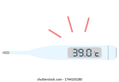 Illustration of a thermometer showing 39.0 degrees