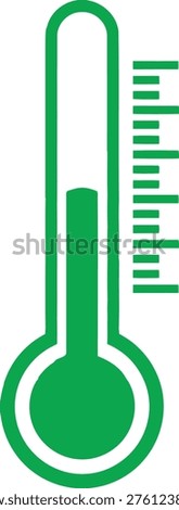 Illustration of a thermometer showing a moderate temperature reading with green color scheme Vector