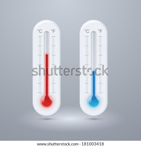 Illustration of thermometers. Celsius and Fahrenheit. Vector illustration.