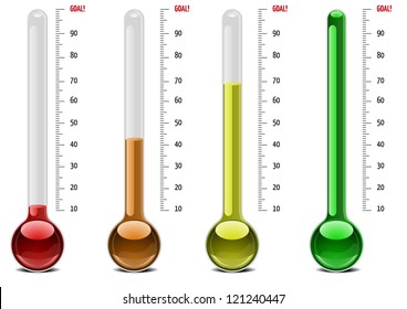 ilustración de termómetros con diferentes niveles