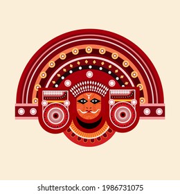 Illustration of a Theyyam artist. Theyyam is a Hindu ritualistic art in India