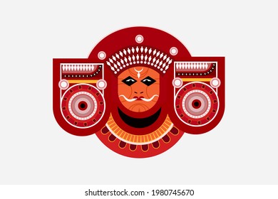 Illustration of a Theyyam face. Theyyam is a ritualistic art of Kerala